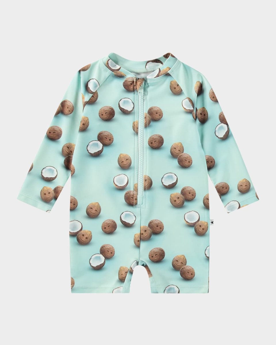 Boy's Neka Long-Sleeve One-Piece Swimsuit, Size 3M-4